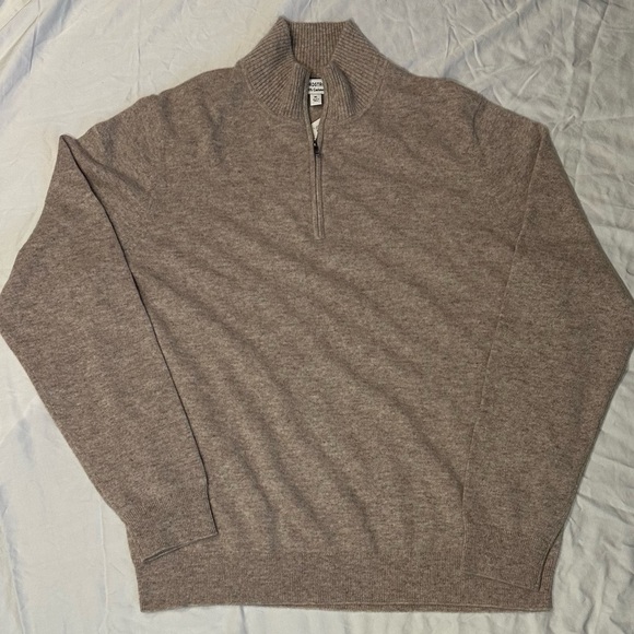100% cashmere Nordstrom Men's Wuarter Zip Sweater - Taupe Brown